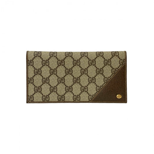 GUCCI Bifold Wallet Leather, PVC Brown GG logo Pattern Women Used Authentic