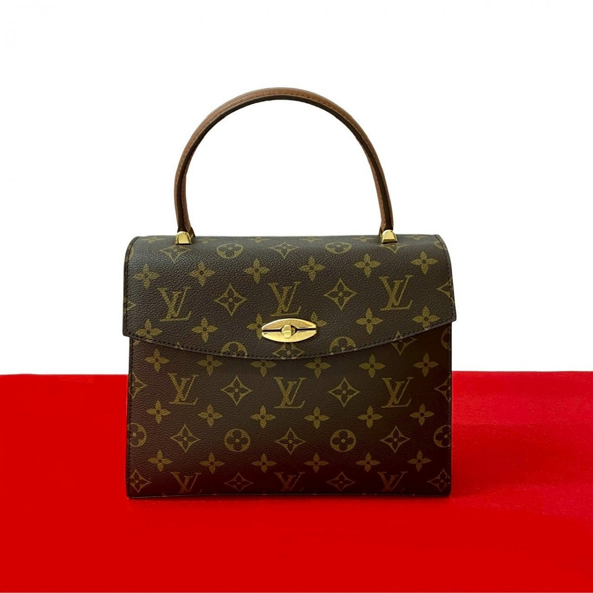 LOUIS VUITTON Handbag M51379 Leather, PVC Brown Monogram Malesherbes Women Used Authentic