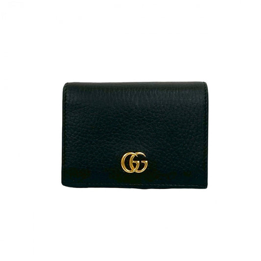 GUCCI Bifold Wallet leather black GG Marmont