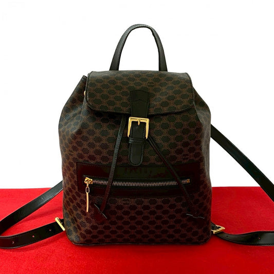 CELINE Backpack Leather, PVC black Macadam Blason Triomphe Pattern mens(Unisex) Used Authentic