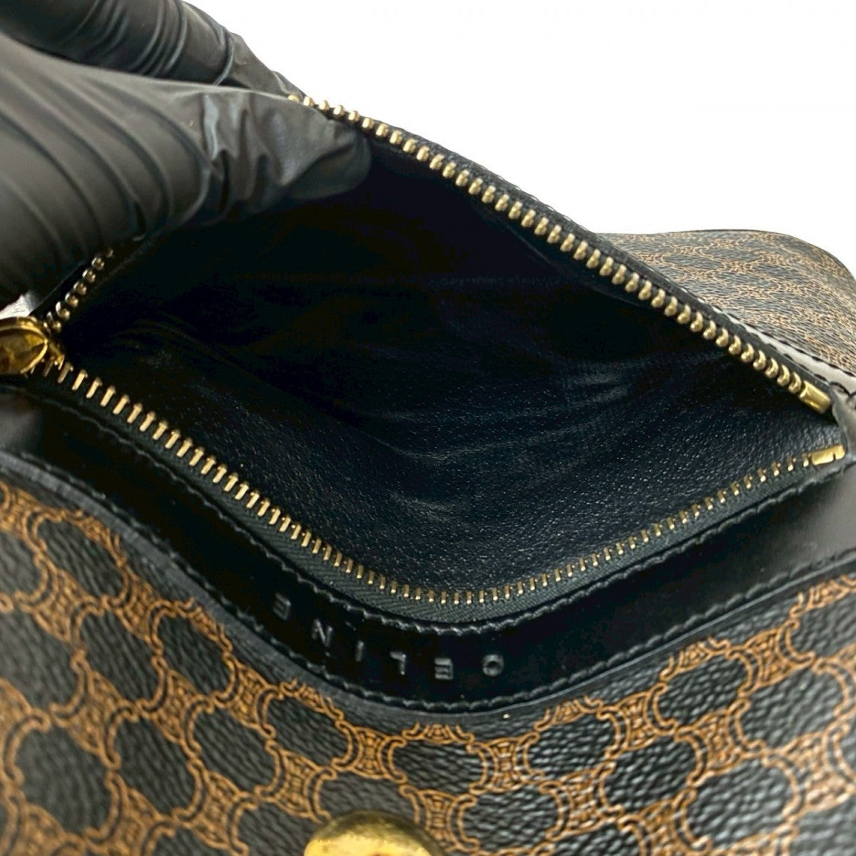 CELINE Backpack Leather, PVC black Macadam Blason Triomphe Pattern mens(Unisex) Used Authentic