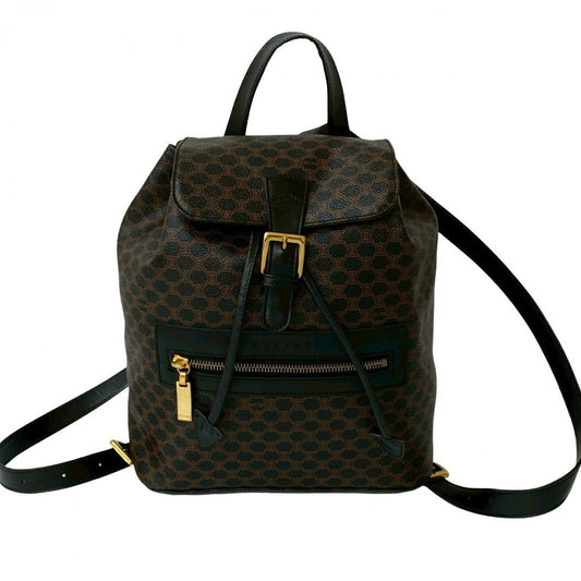 CELINE Backpack Leather, PVC black Macadam Blason Triomphe Pattern mens(Unisex) Used Authentic