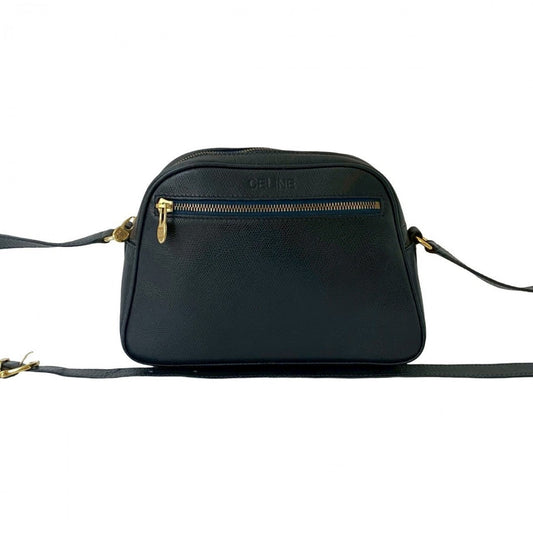 CELINE Shoulder Bag leather Navy Triomphe logo Metal mens(Unisex) Used Authentic