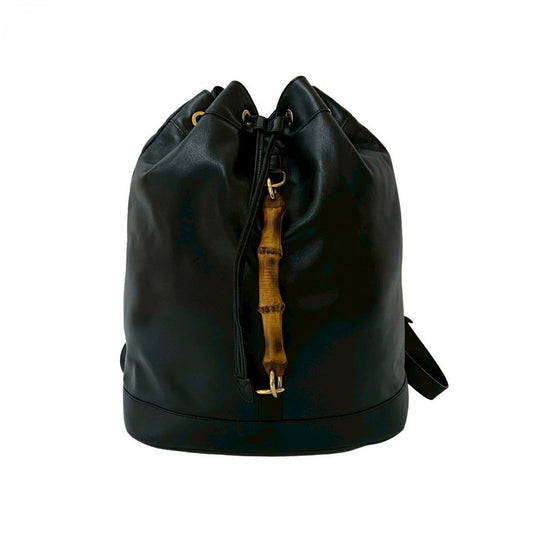 GUCCI Backpack leather black Bamboo