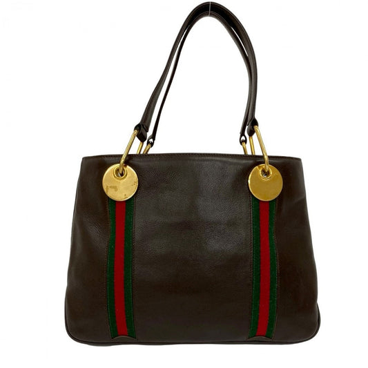 GUCCI Handbag leather Brown Sherry line Women Used Authentic