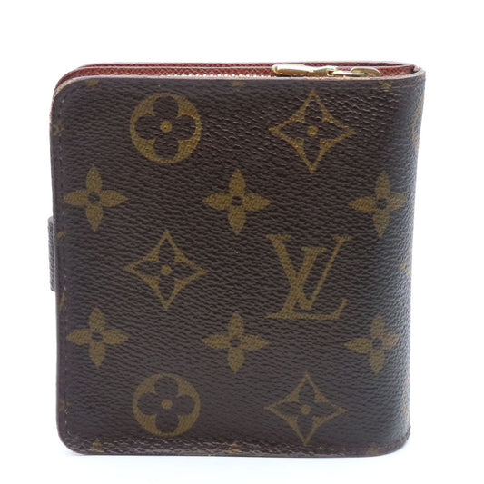 LOUIS VUITTON Bifold Wallet M61667 Monogram Brown Compact zip Women Used Authentic