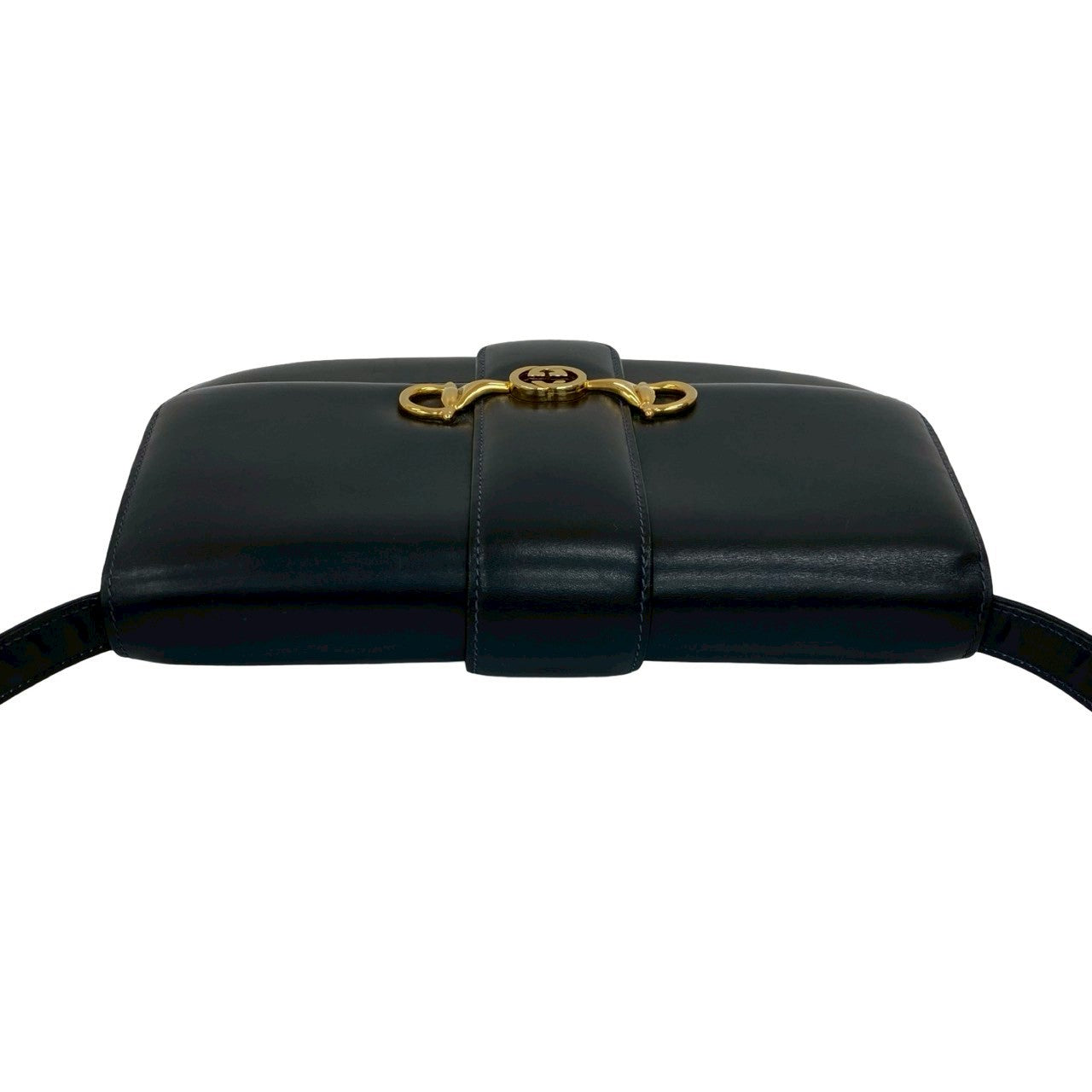 GUCCI Shoulder Bag leather Navy Horsebit