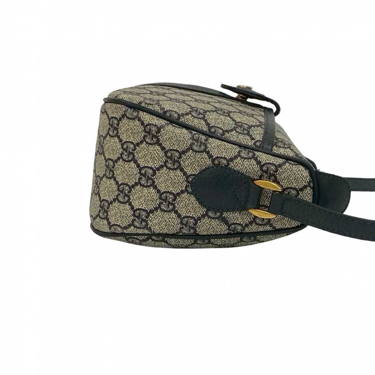 GUCCI Shoulder Bag Leather, PVC Navy GG logo Metal Sherry line Women Used Authentic