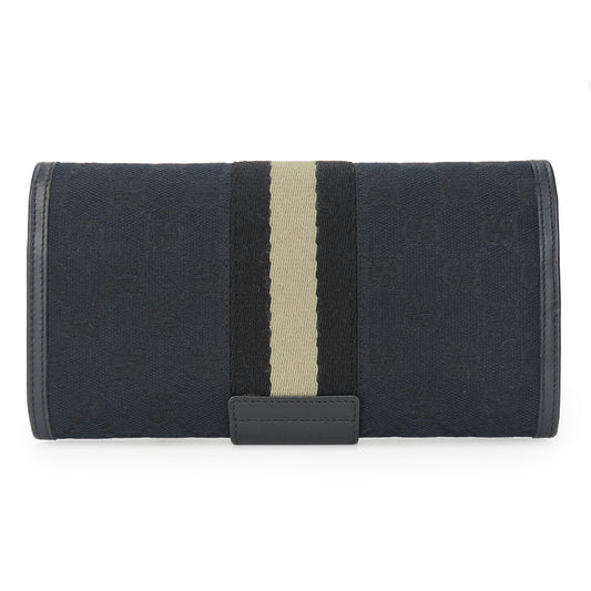GUCCI Long Wallet Purse 035.0416.2180 GG canvas black Web line unisex(Unisex) Used Authentic
