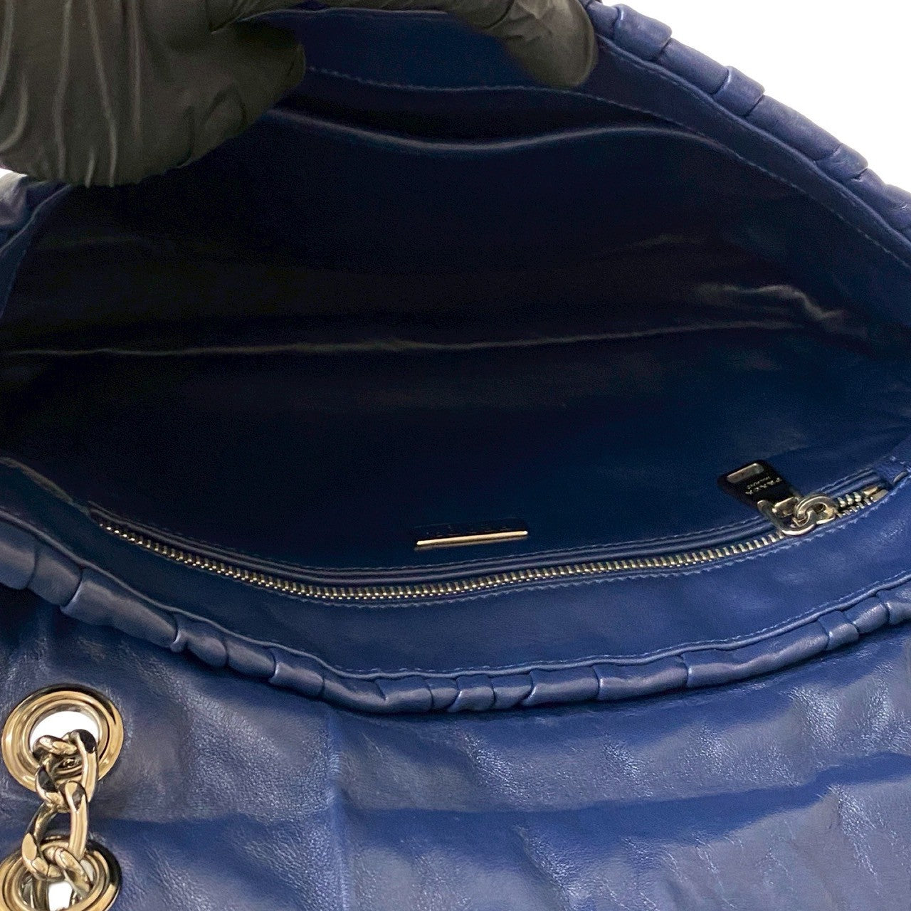 PRADA Shoulder Bag leather Navy