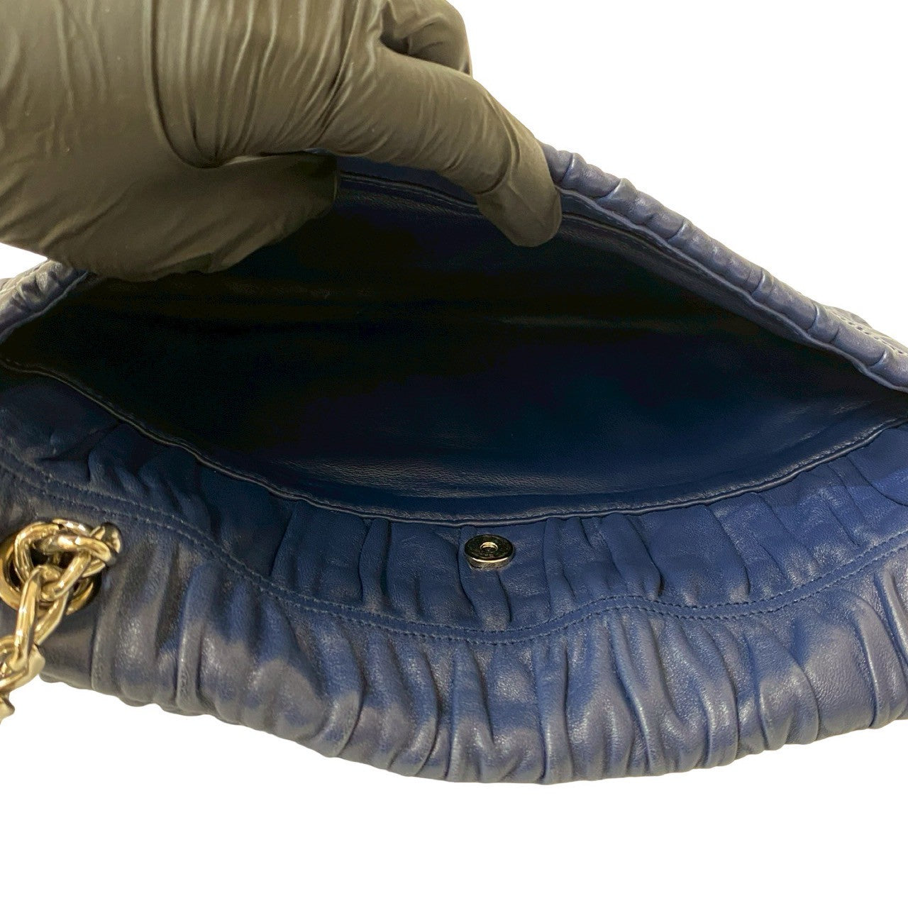 PRADA Shoulder Bag leather Navy