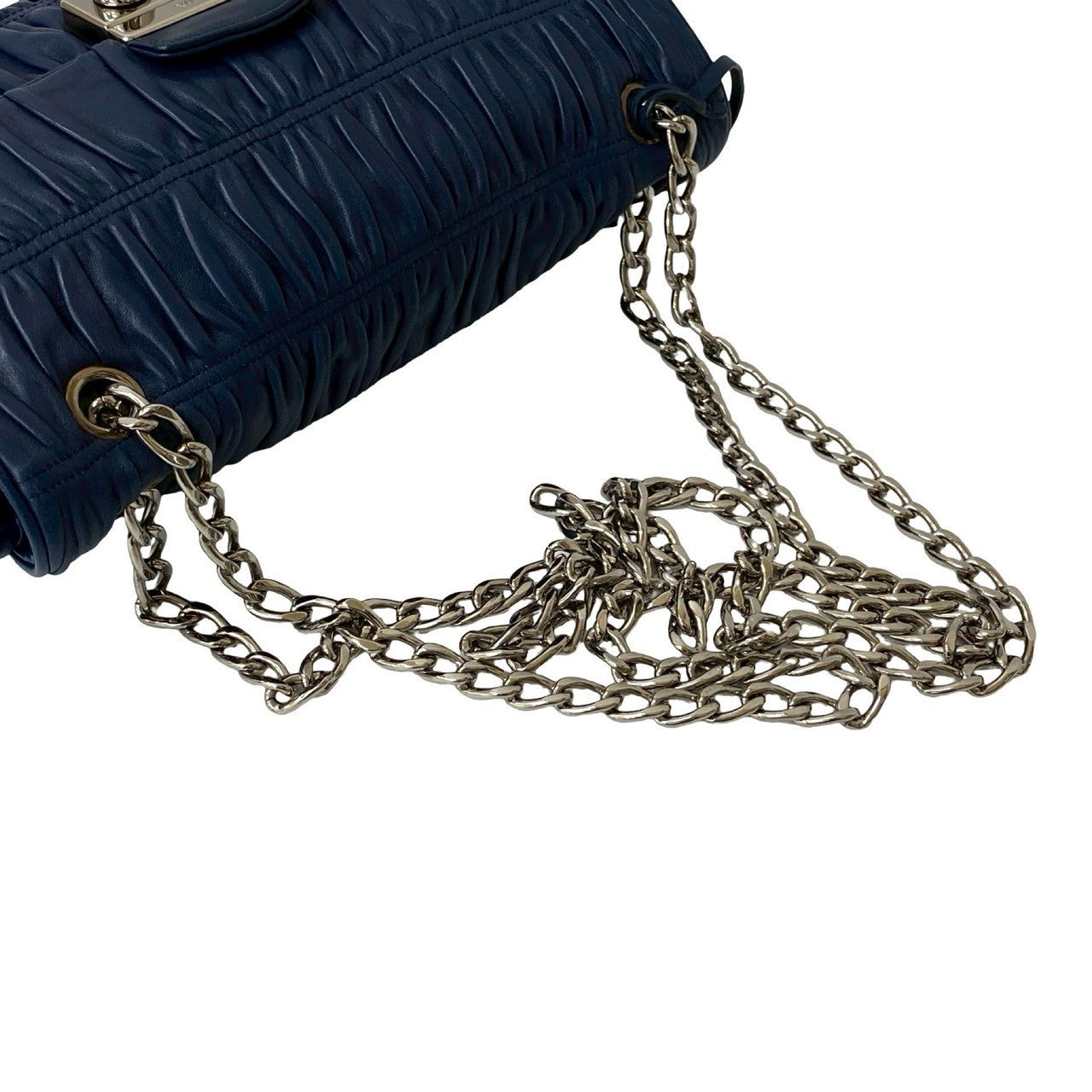 PRADA Shoulder Bag leather Navy
