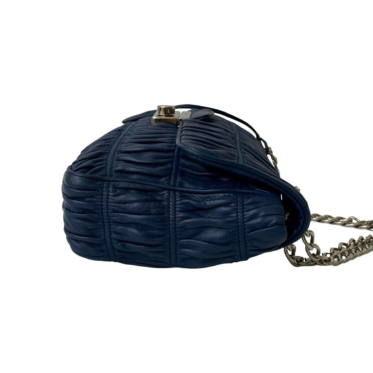 PRADA Shoulder Bag leather Navy