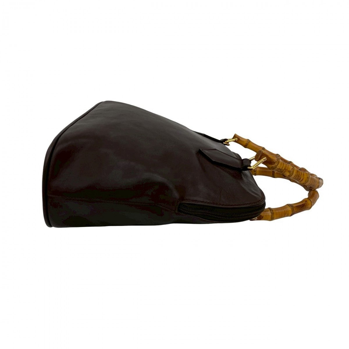 GUCCI Shoulder Bag leather Brown Bamboo Women Used Authentic