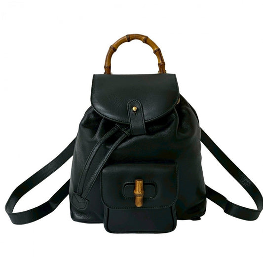 GUCCI Backpack leather black Bamboo