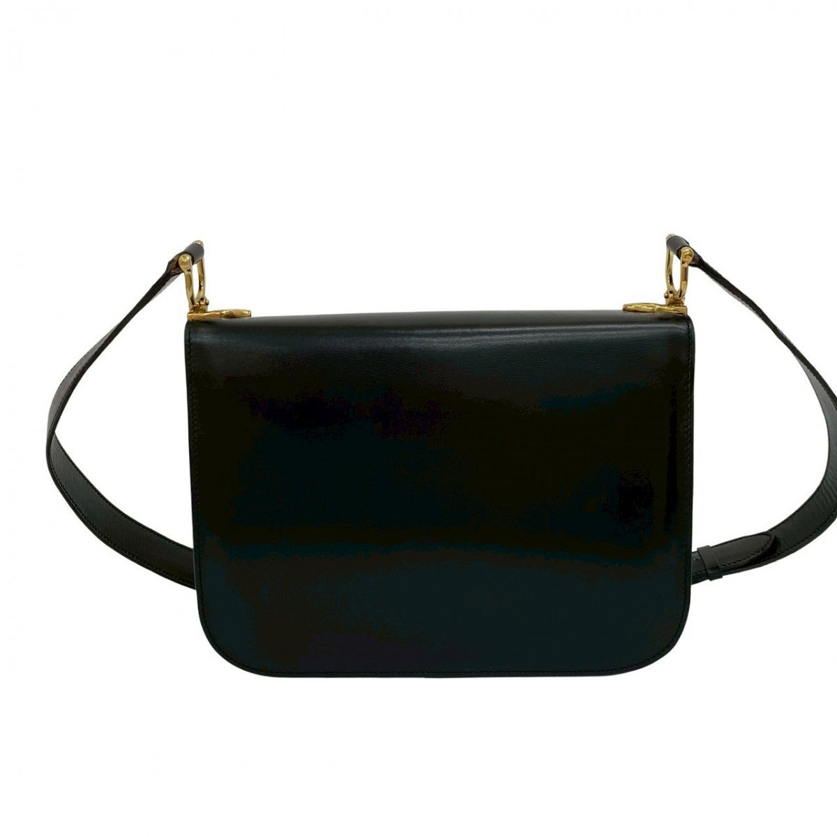 CELINE Shoulder Bag Calfskin, Leather black logo Metal Women Used Authentic