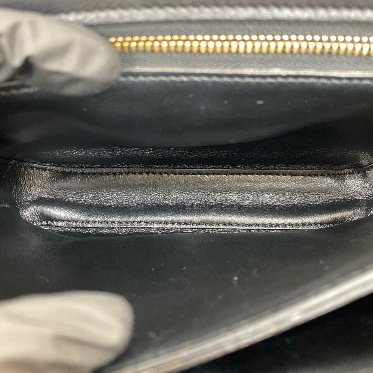 CELINE Shoulder Bag leather black C C Small Quilted