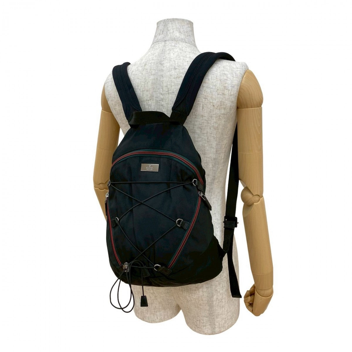 GUCCI Backpack Nylon, Leather black Sherry line Women(Unisex) Used Authentic