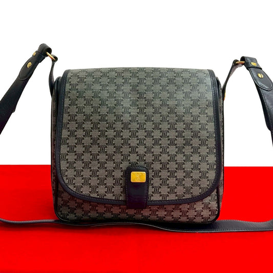 CELINE Shoulder Bag leather Navy