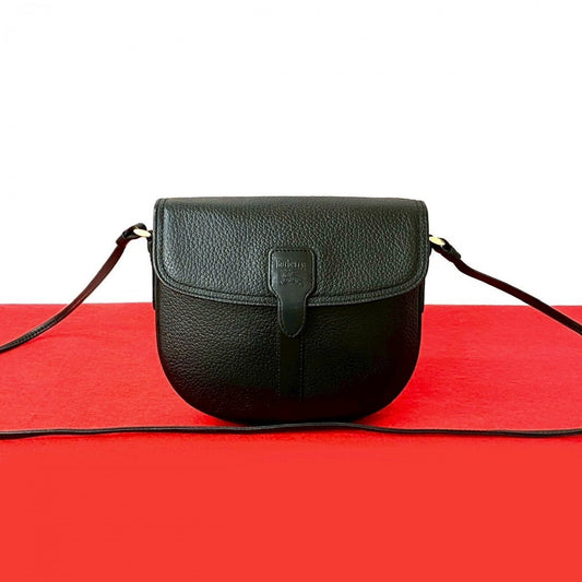 BURBERRY Shoulder Bag leather black Shadow Horse logo Nova Check Women Used Authentic