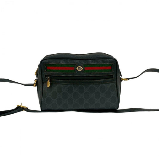 GUCCI Shoulder Bag leather black Sherry line