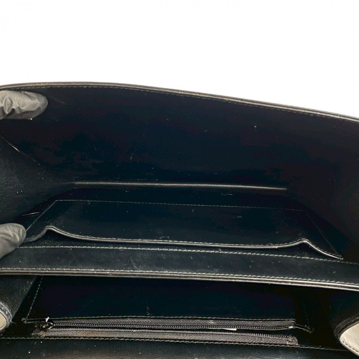 CELINE Shoulder Bag leather black Carriage Metal Women Used Authentic