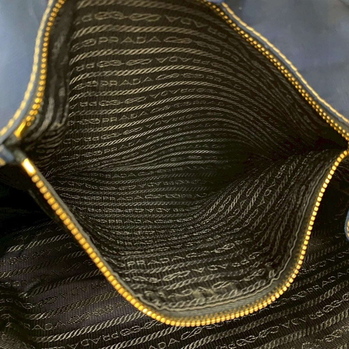 PRADA Handbag Nylon, Leather blue logo Women Used Authentic
