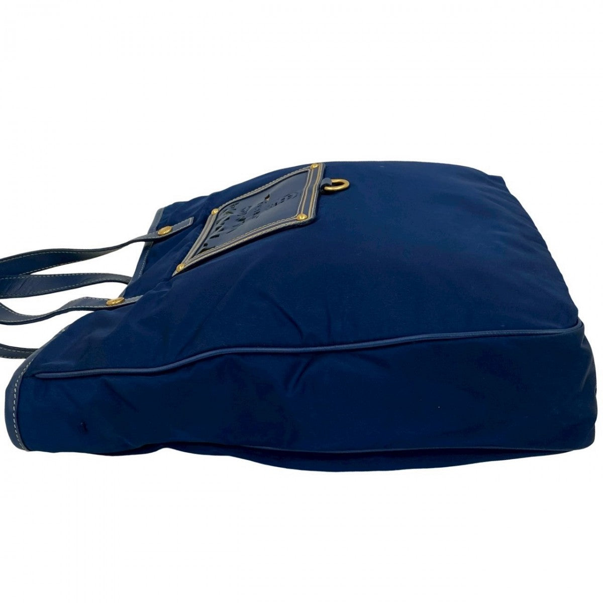PRADA Handbag Nylon, Leather blue logo Women Used Authentic