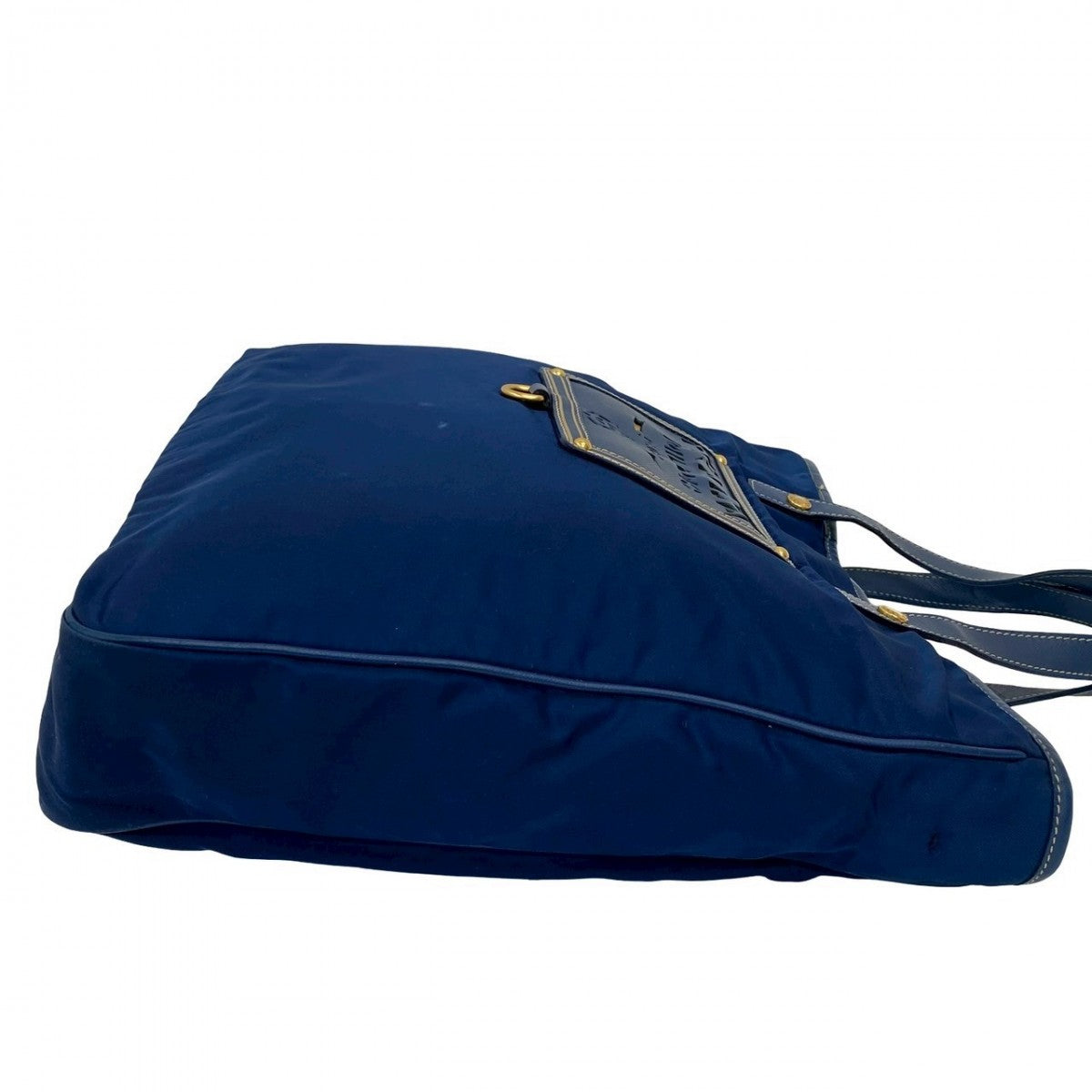 PRADA Handbag Nylon, Leather blue logo Women Used Authentic