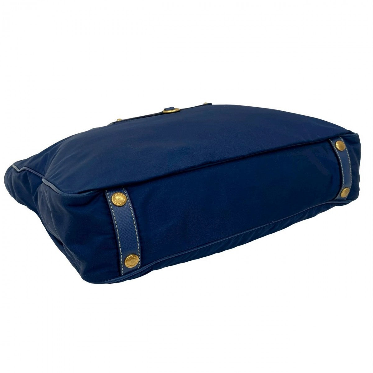PRADA Handbag Nylon, Leather blue logo Women Used Authentic