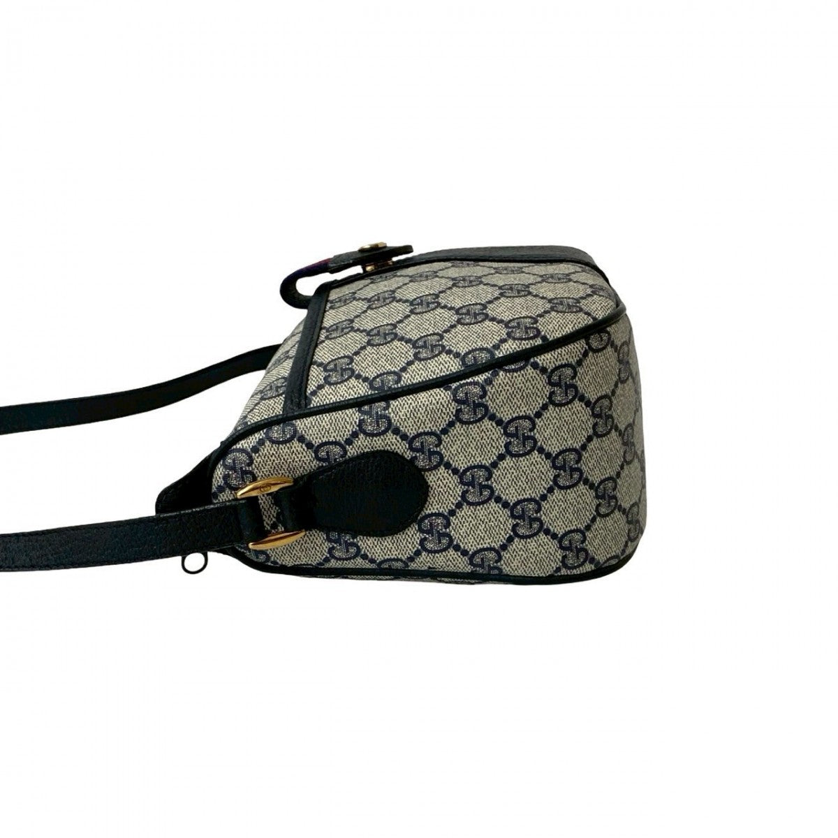 GUCCI Shoulder Bag leather Navy Sherry line