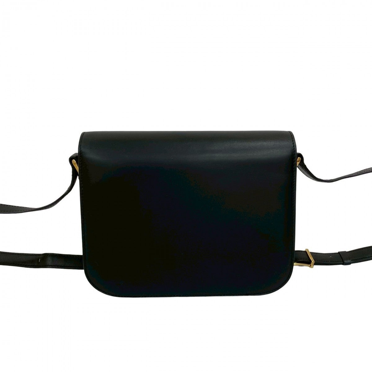 CELINE Shoulder Bag leather black Carriage Metal Women Used Authentic