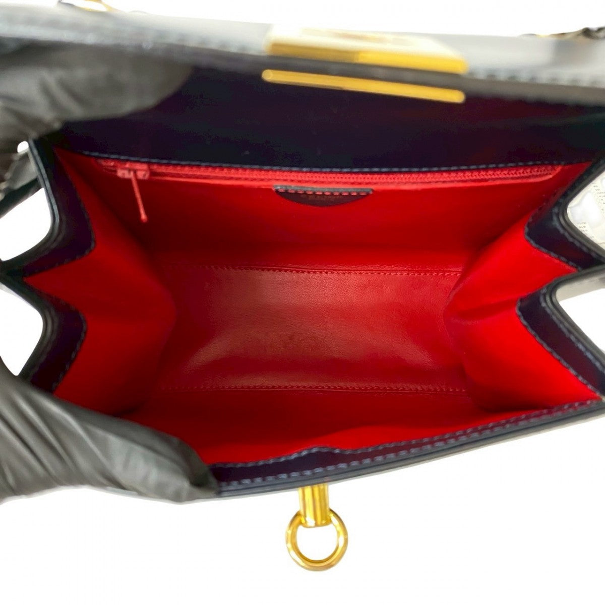 CELINE Shoulder Bag leather Navy