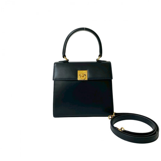 CELINE Shoulder Bag leather Navy