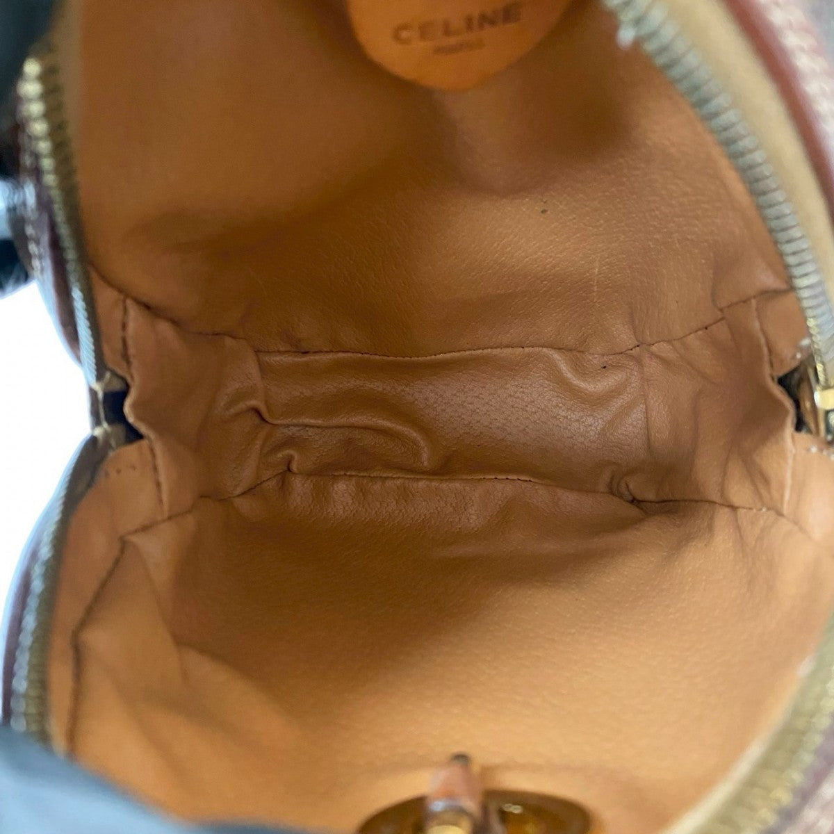 CELINE Shoulder Bag Leather, PVC Brown Macadam Blason Triomphe Pattern Women Used Authentic