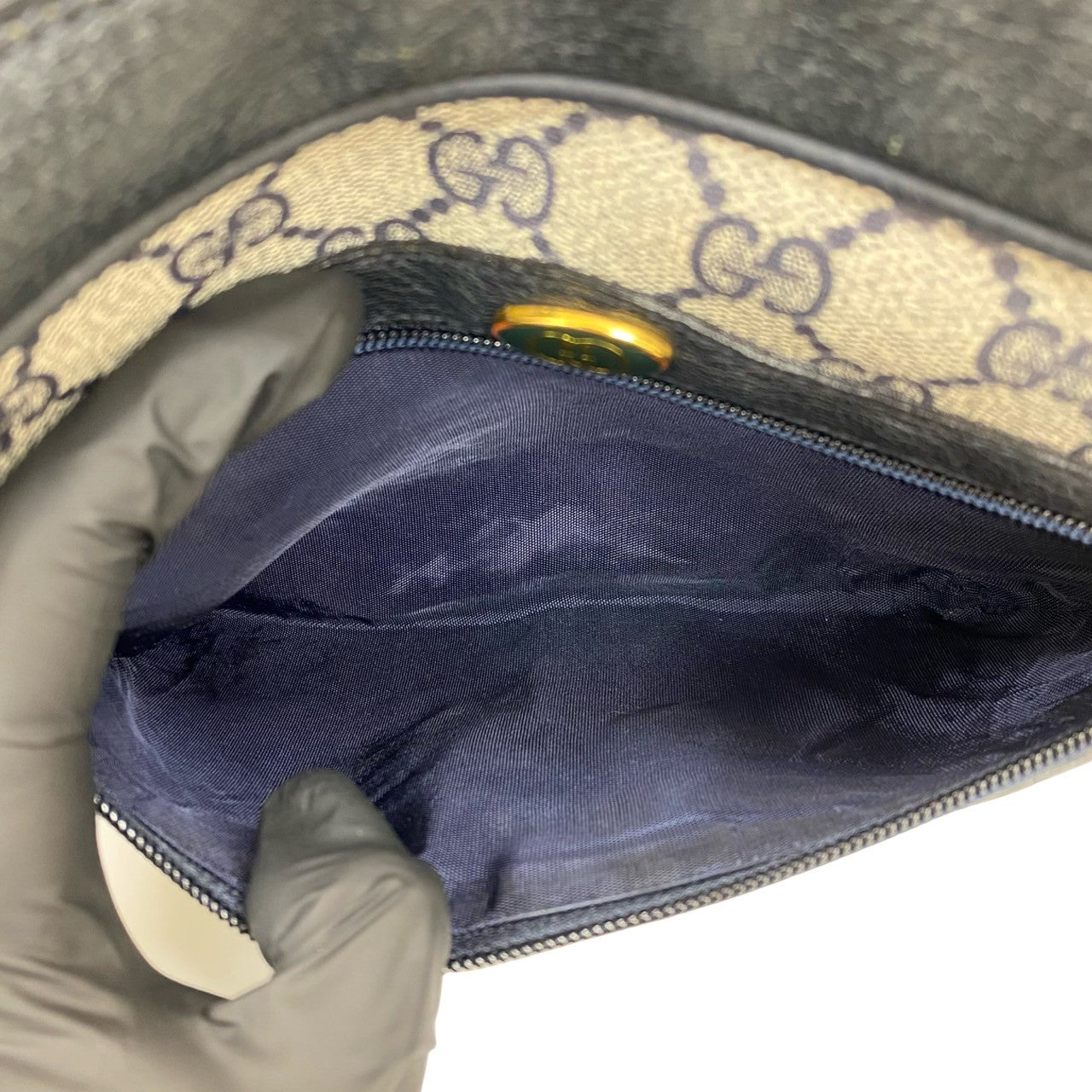 GUCCI Shoulder Bag leather black Sherry line