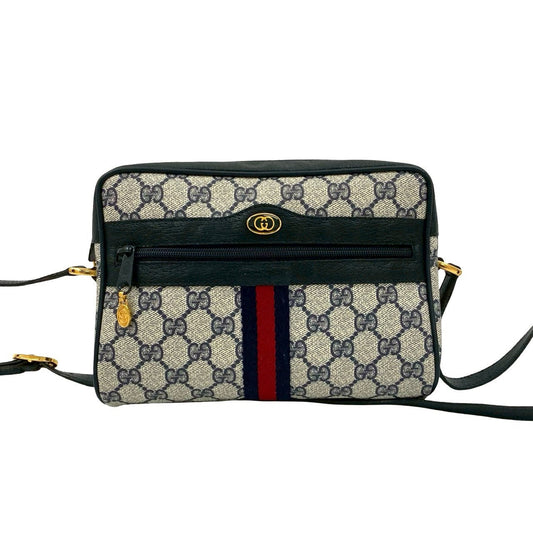 GUCCI Shoulder Bag leather black Sherry line