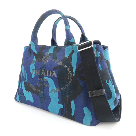 PRADA Handbag B2642B canvas Blue type Canapa Women Used Authentic
