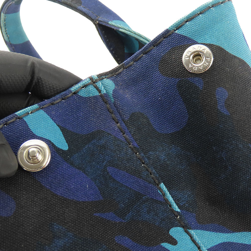 PRADA Handbag B2642B canvas Blue type Canapa Women Used Authentic