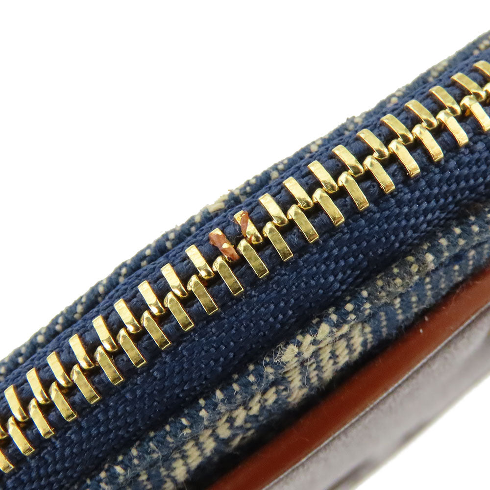 CELINE Coin case Denim, Leather blue Macadam Women Used Authentic