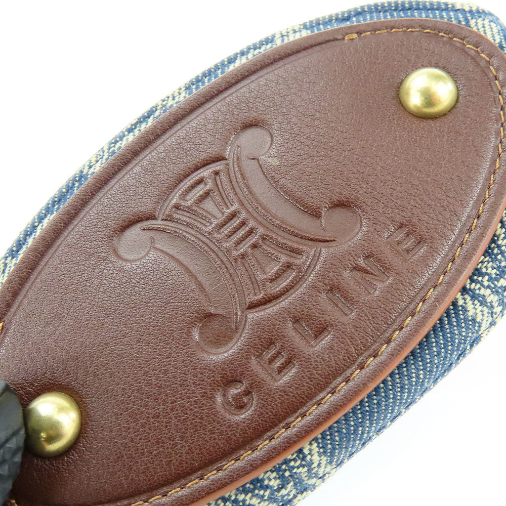CELINE Coin case Denim, Leather blue Macadam Women Used Authentic