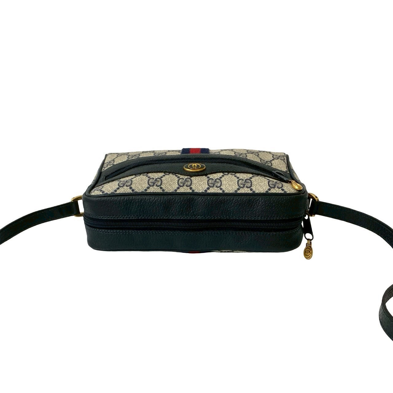 GUCCI Shoulder Bag leather Navy Sherry line