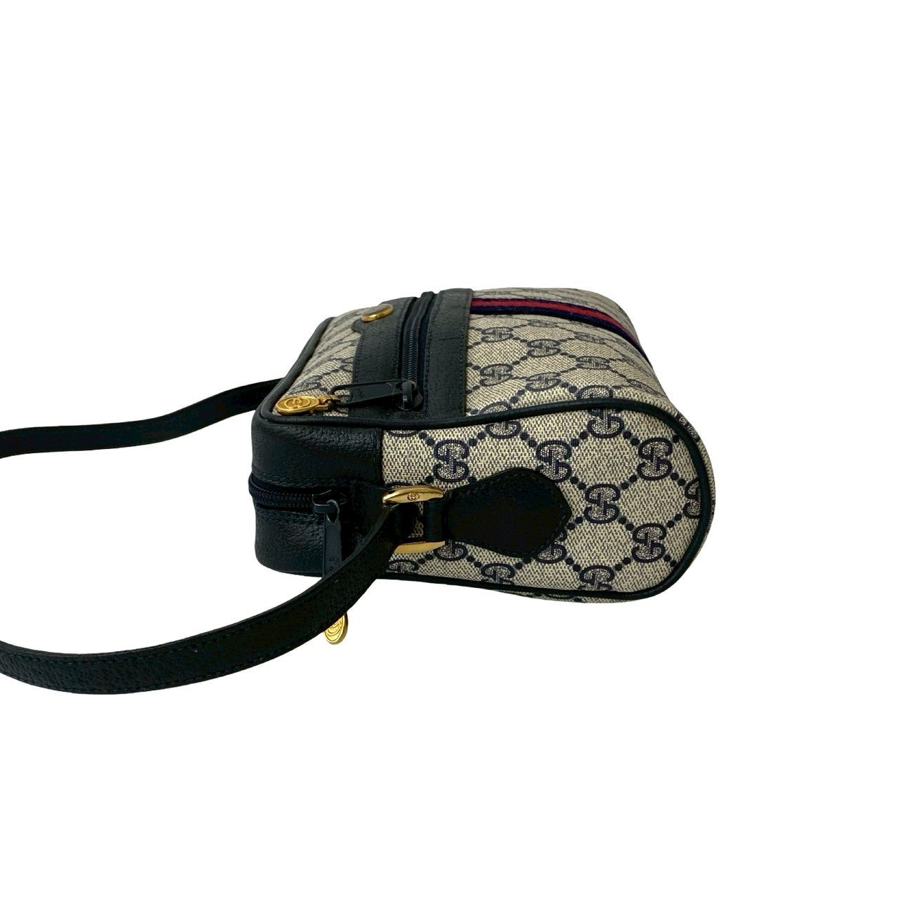 GUCCI Shoulder Bag leather Navy Sherry line