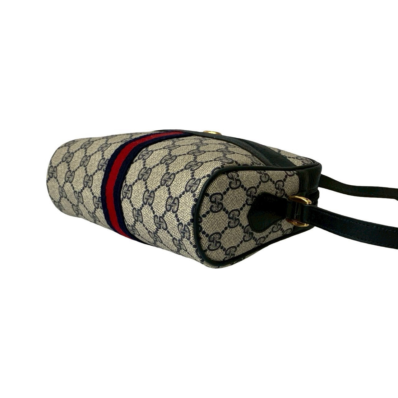 GUCCI Shoulder Bag leather Navy Sherry line