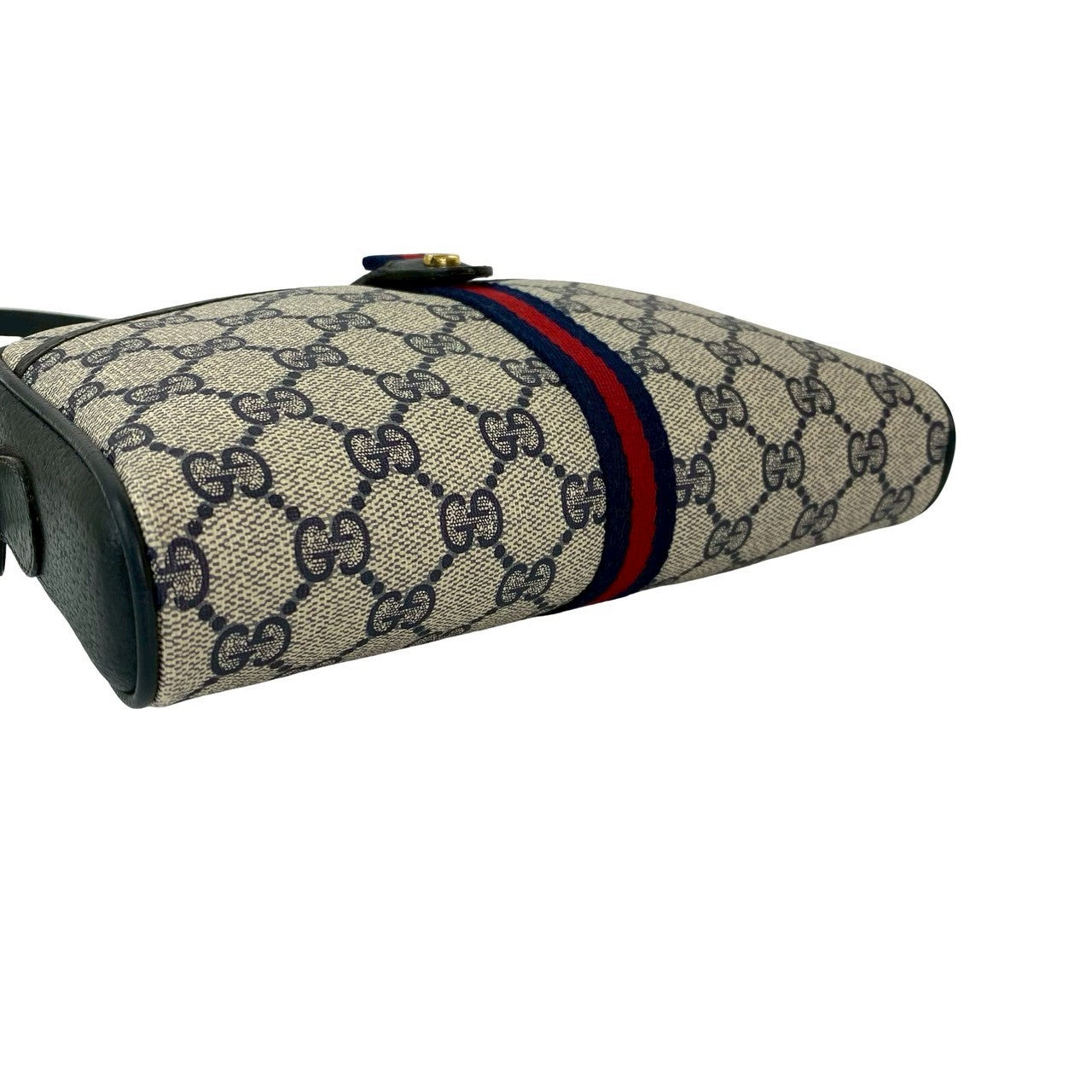 GUCCI Shoulder Bag leather Navy Sherry line