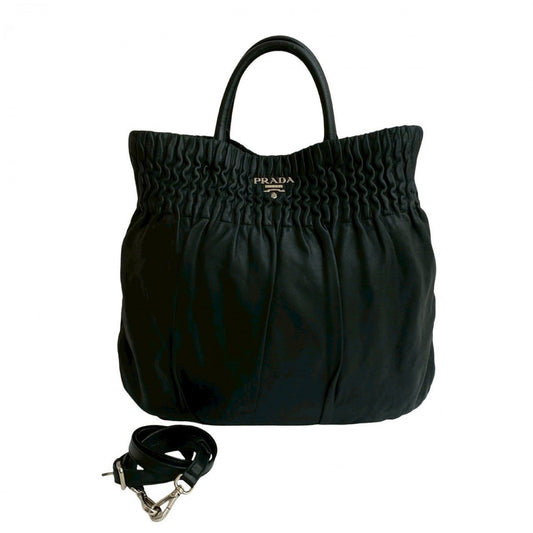 PRADA Shoulder Bag leather black