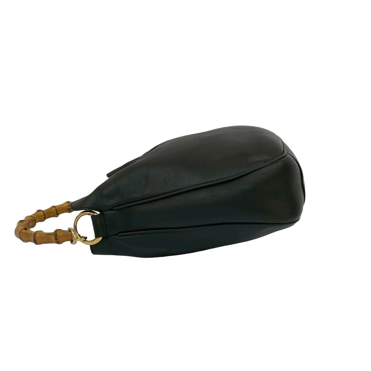 GUCCI Shoulder Bag leather black Bamboo
