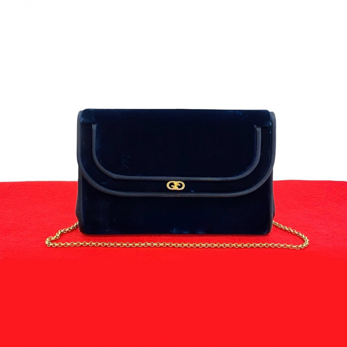GUCCI Shoulder Bag Velor Navy