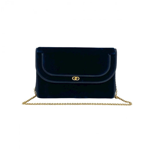 GUCCI Shoulder Bag Velor Navy