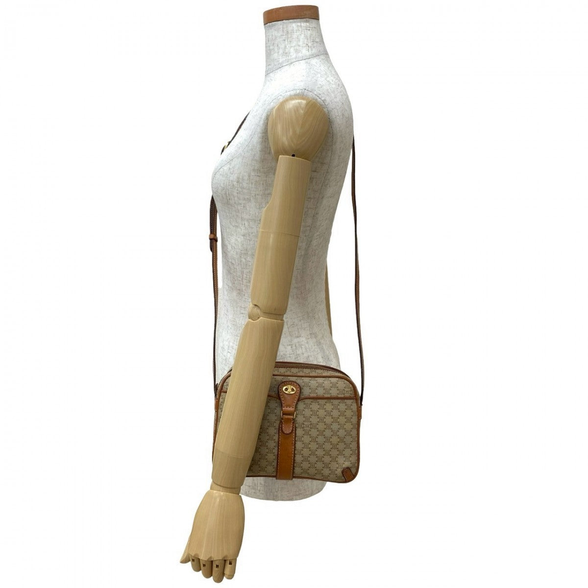CELINE Shoulder Bag leather beige